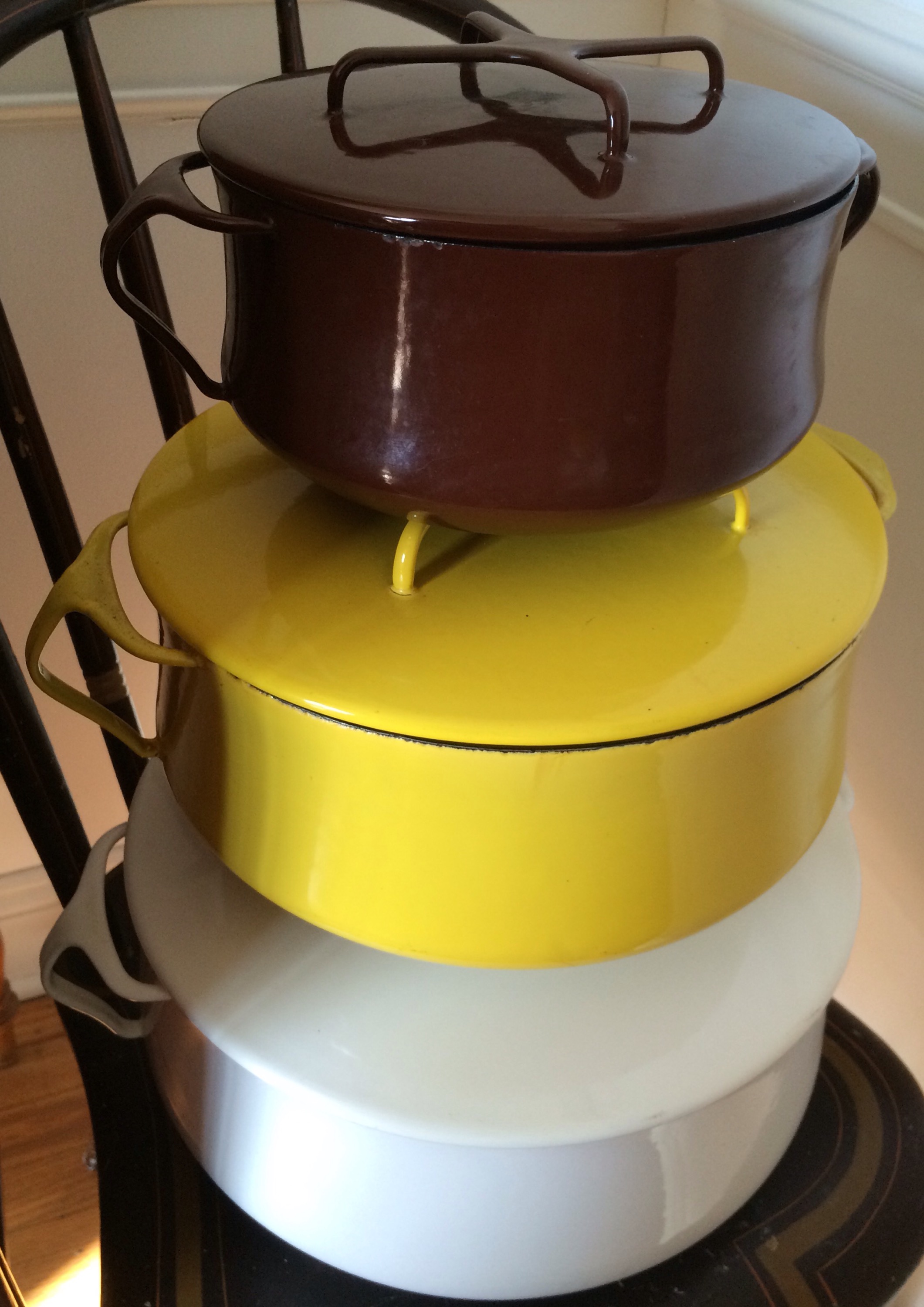 Vintage Dansk Mid-Century Modern Yellow Enamel Dutch Oven Sauce Pot
